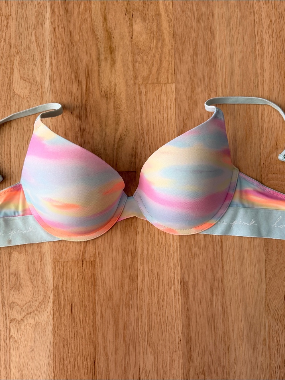 PINK Victoria's Secret Pastel Rainbow Push-Up Bra - Pink, Blue, Yellow